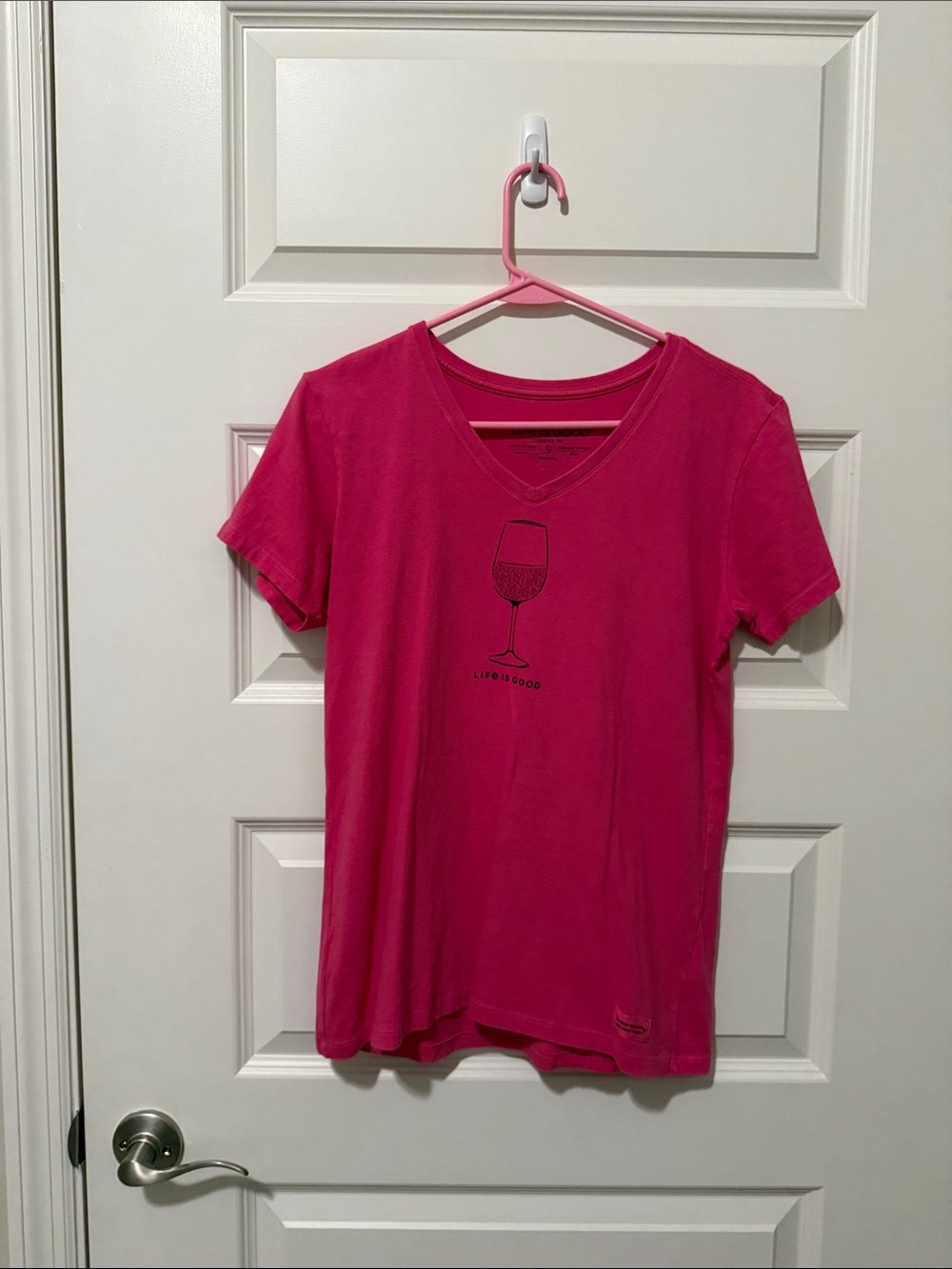 Life is Good, Women's Hot Pink V-Neck Graphic Tee